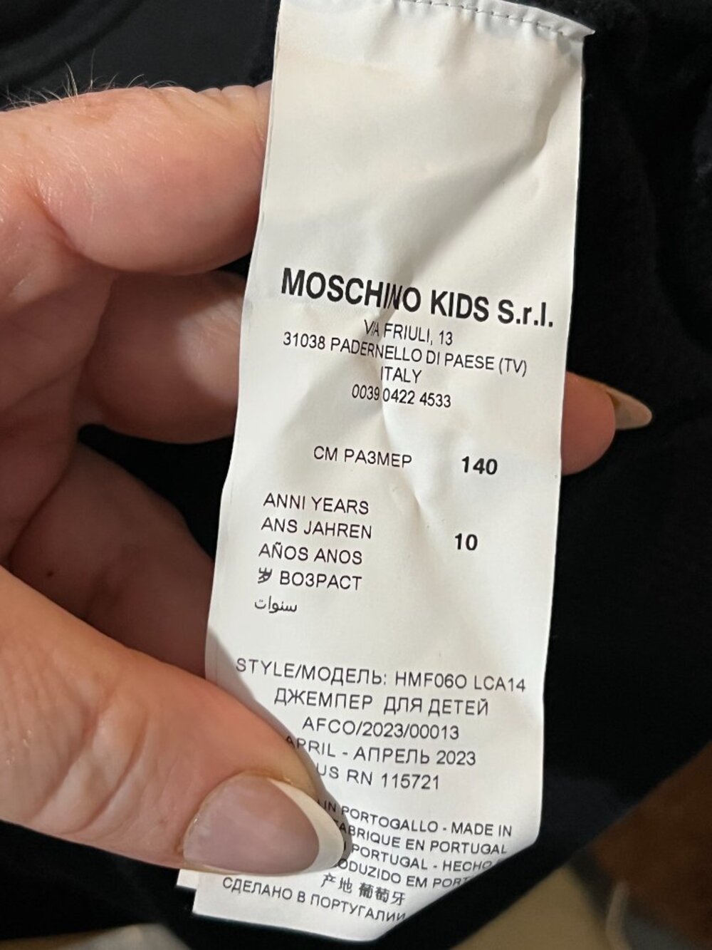 Moschino Teen Sweatshirt Size 10 Gender Neutral Crewneck Black White Printed - Picture 4 of 5